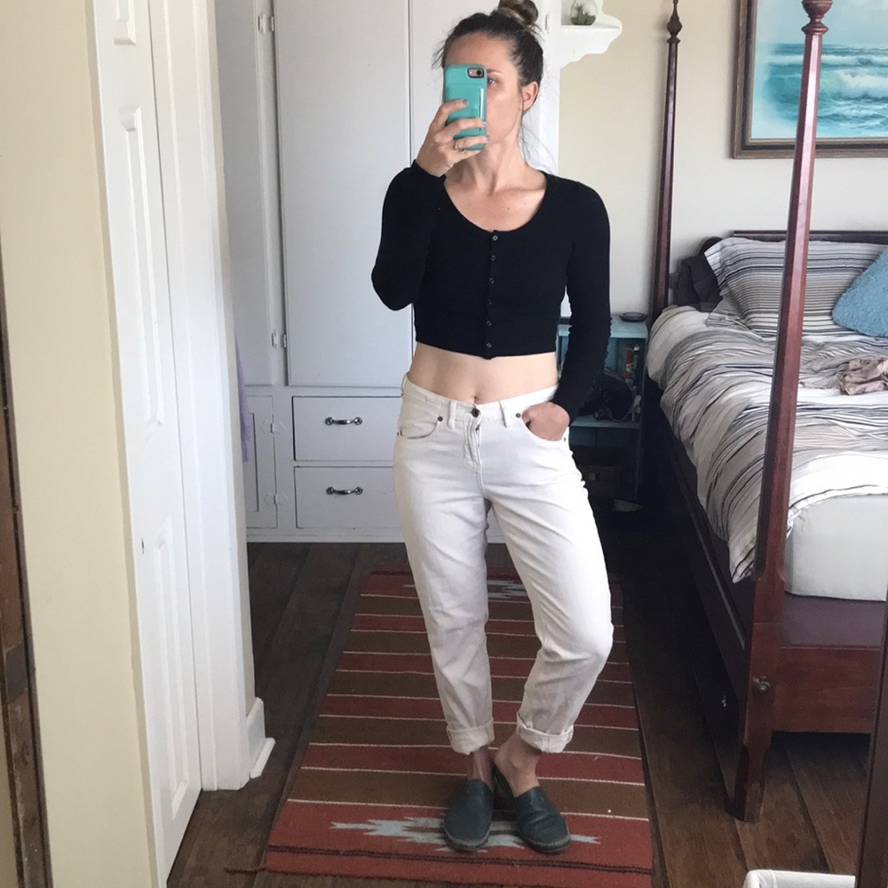 Forever 21 button-front crop long sleeved top